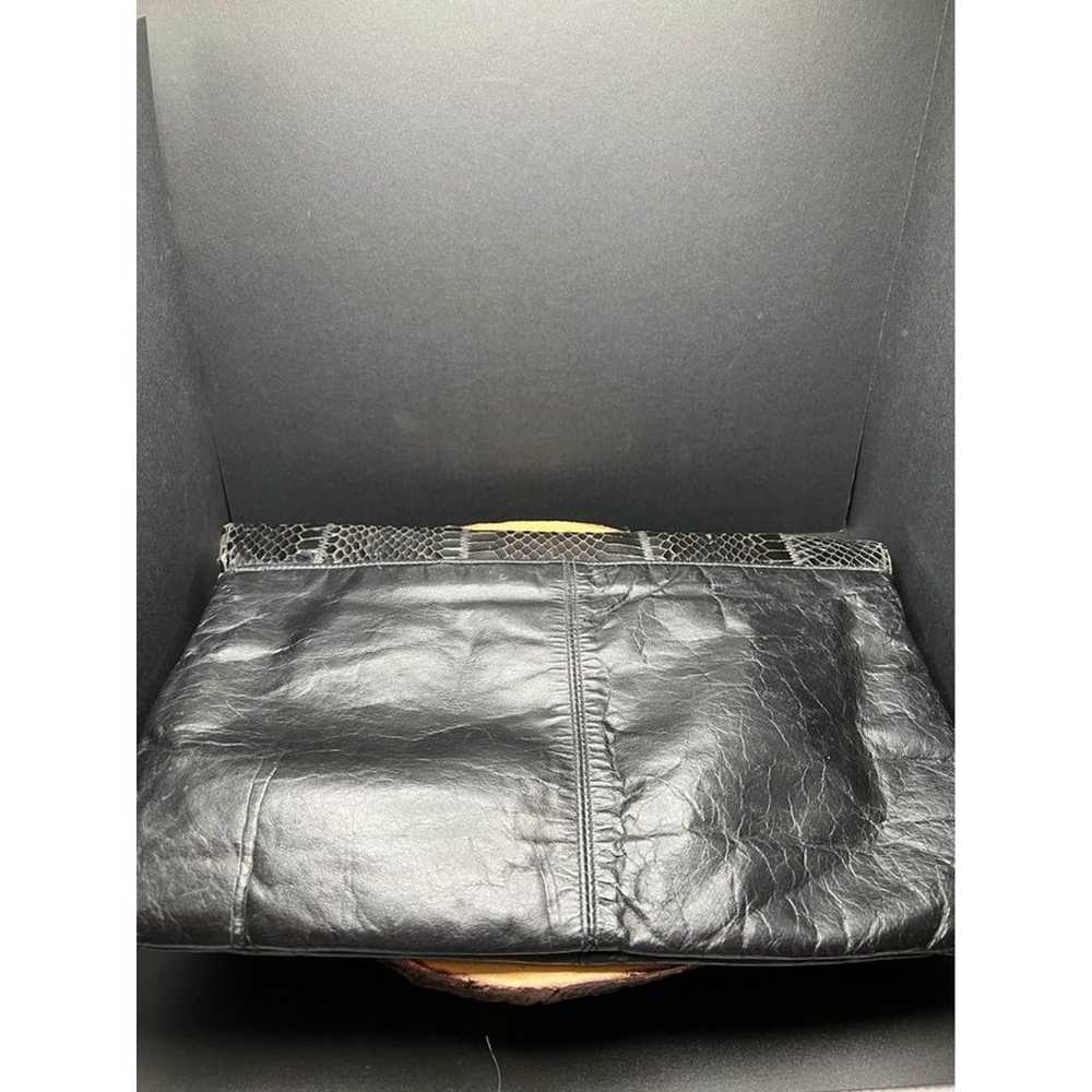 Vintage Black Leather and Snakeskin Clutch - image 7