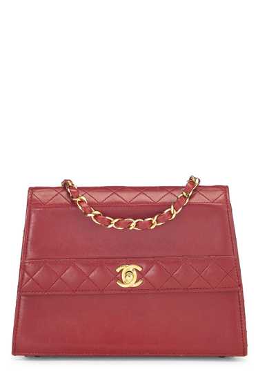 Red Quilted Lambskin Trapezoid Shoulder Bag - image 1