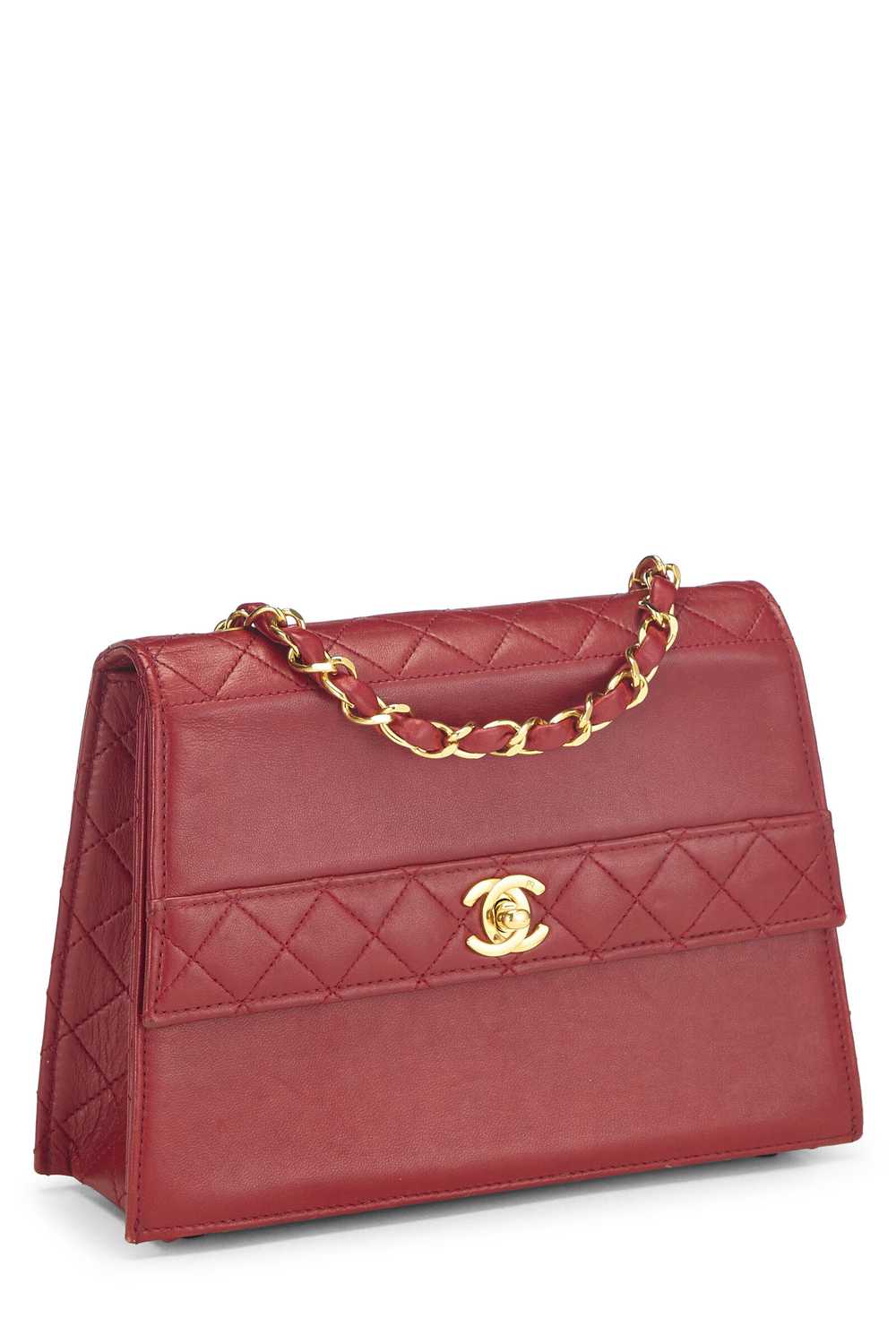 Red Quilted Lambskin Trapezoid Shoulder Bag - image 2