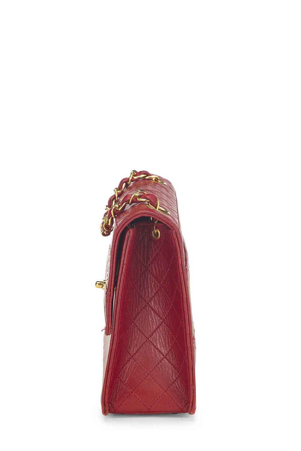 Red Quilted Lambskin Trapezoid Shoulder Bag - image 3