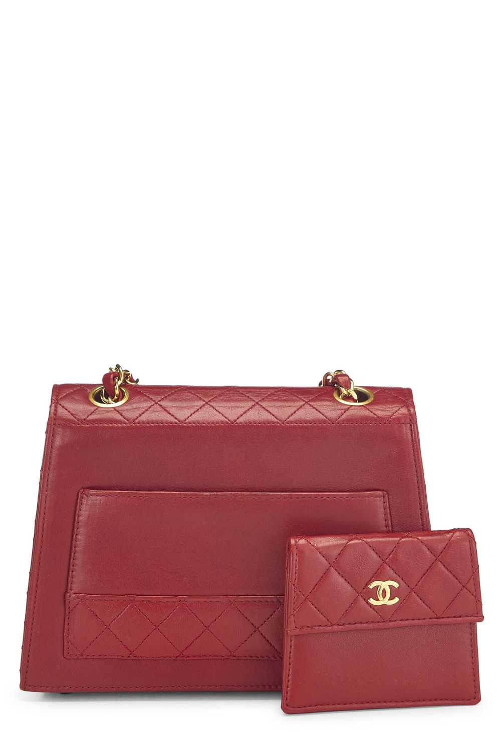 Red Quilted Lambskin Trapezoid Shoulder Bag - image 4