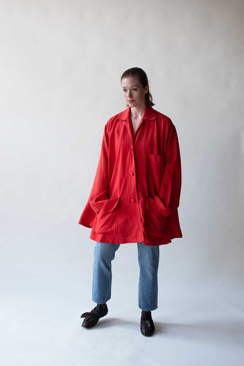 Red Silk Smock Top | Donna Karan - image 5