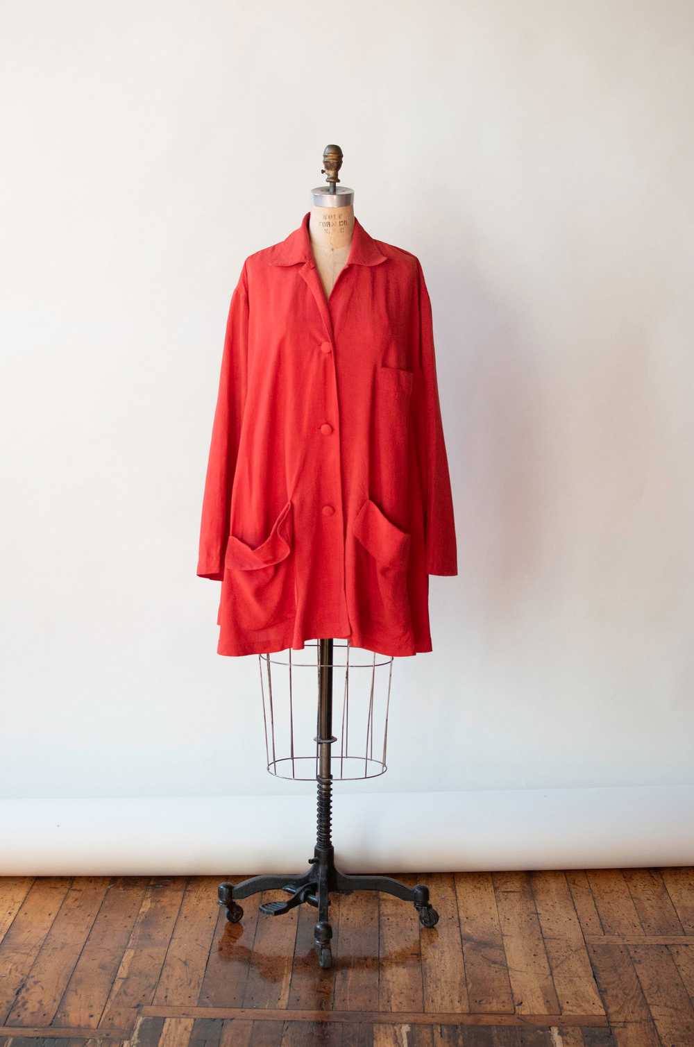 Red Silk Smock Top | Donna Karan - image 8