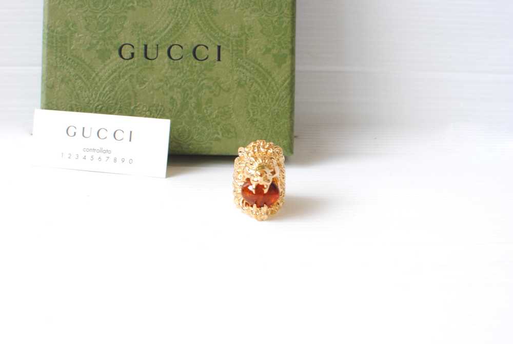 Product Details Gucci Gold Tone Lionhead Ring - image 3