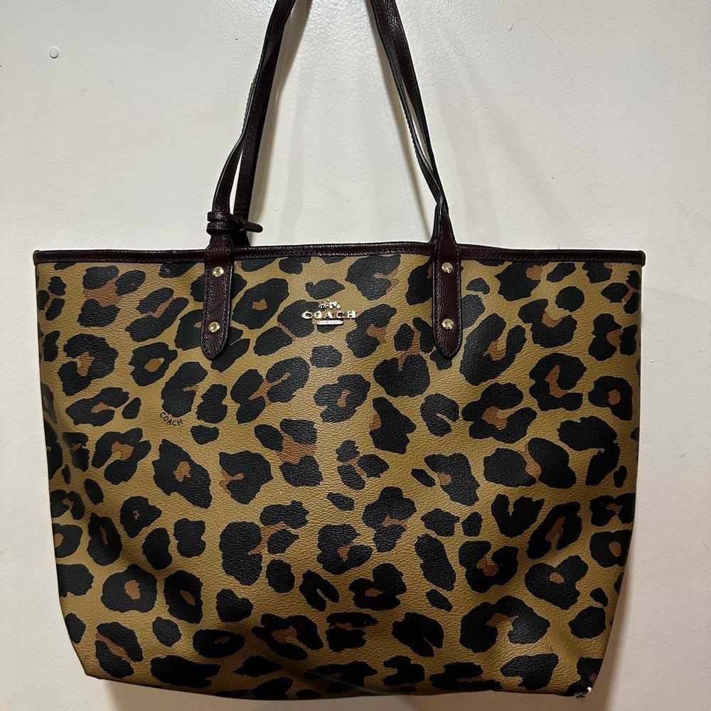 COACH leopard/plum reversible tote - image 1