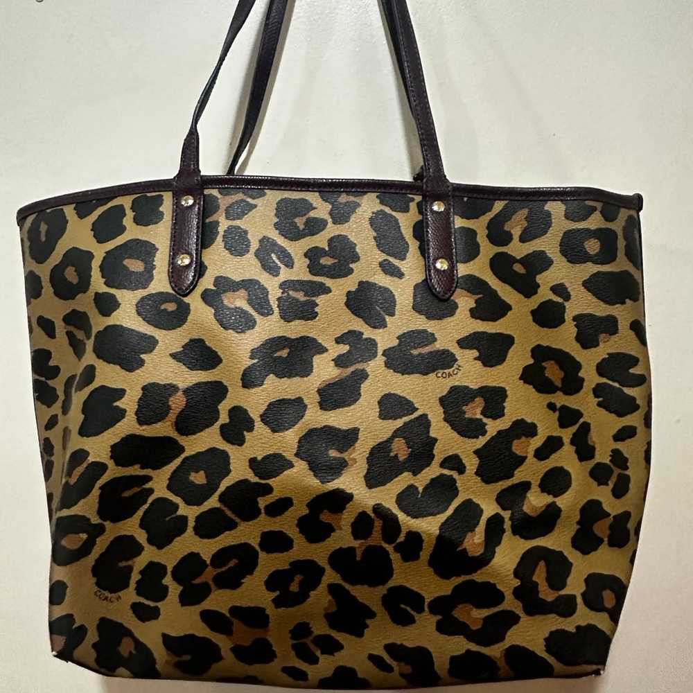 COACH leopard/plum reversible tote - image 8