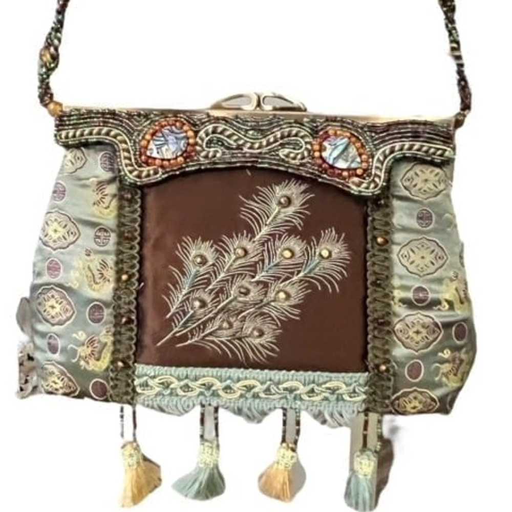 Mary Frances Beaded Peacock and Dragons  Handbag … - image 1