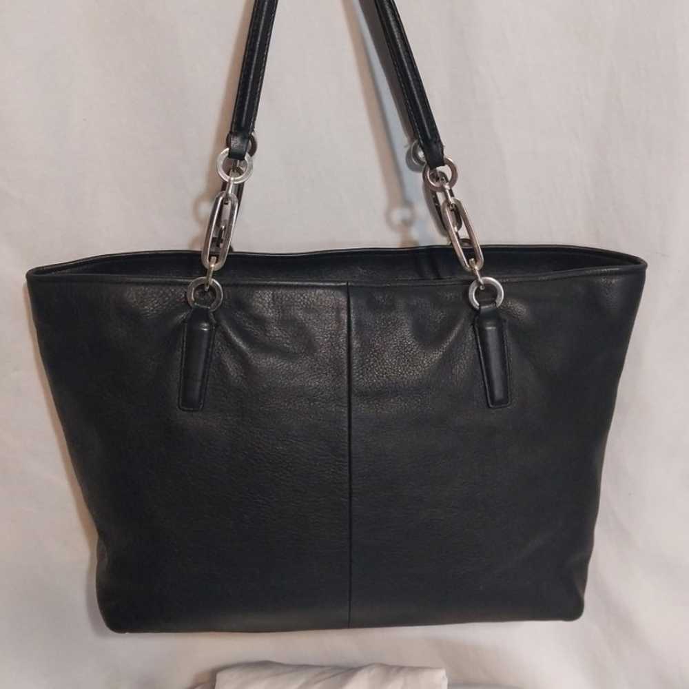 COACH Black Leather Tote Handbag - image 2