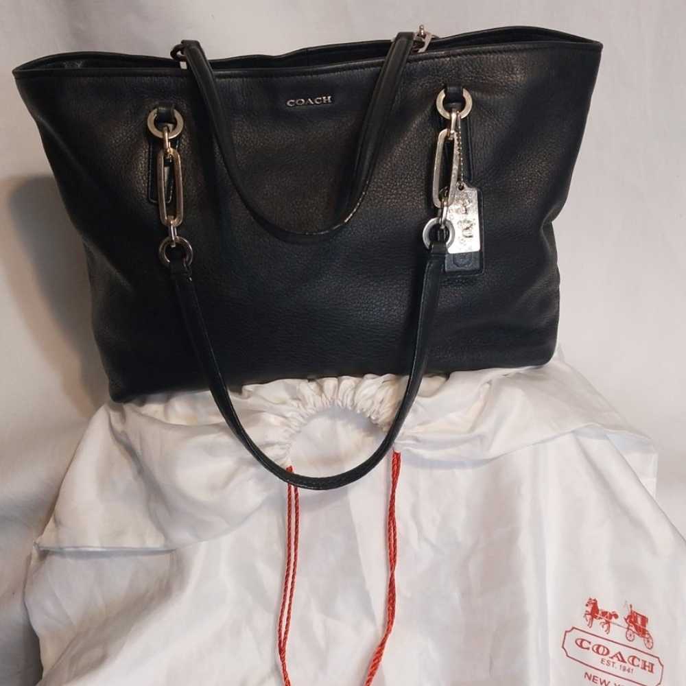 COACH Black Leather Tote Handbag - image 6