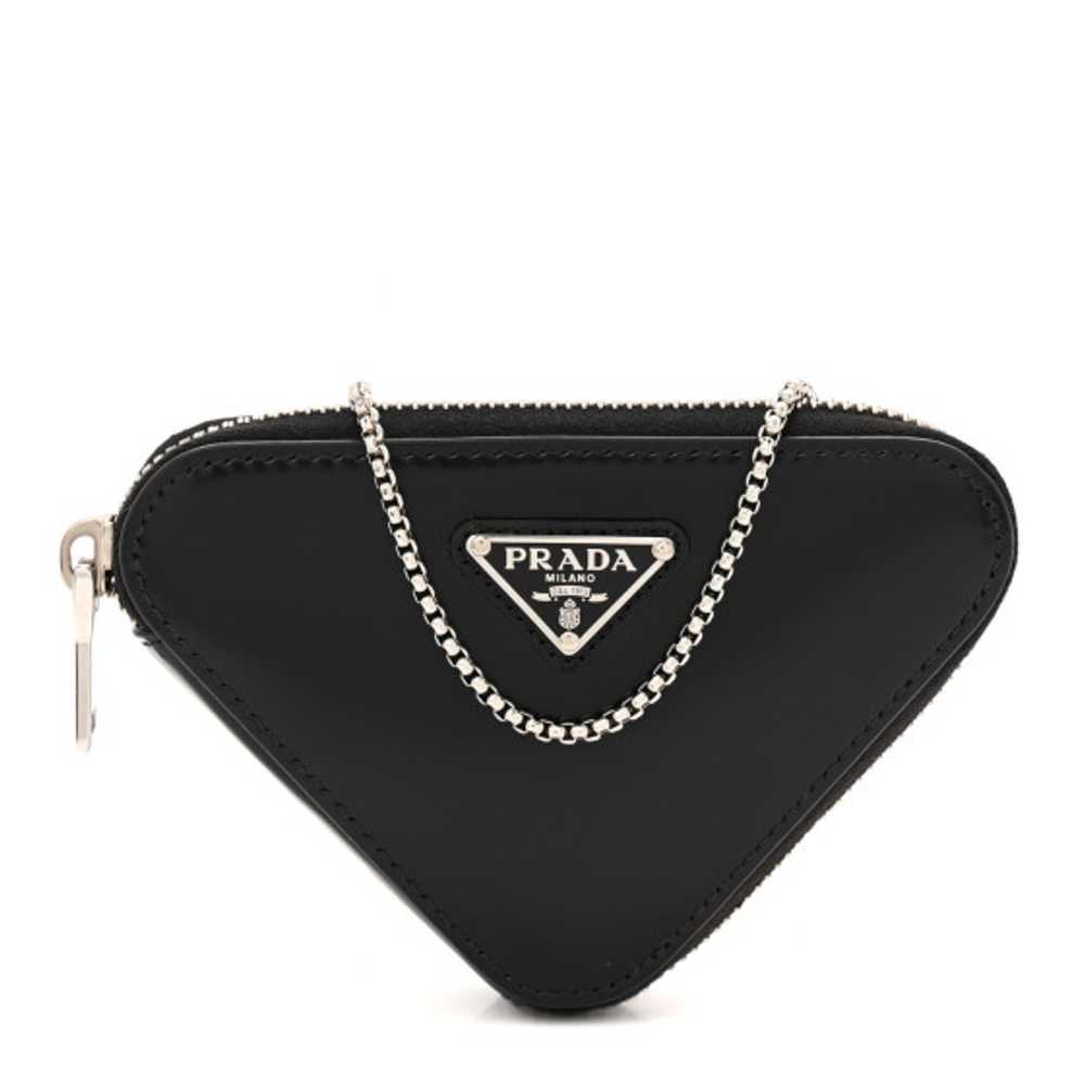 PRADA Spazzolato Mini Triangle Chain Crossbody Po… - image 1