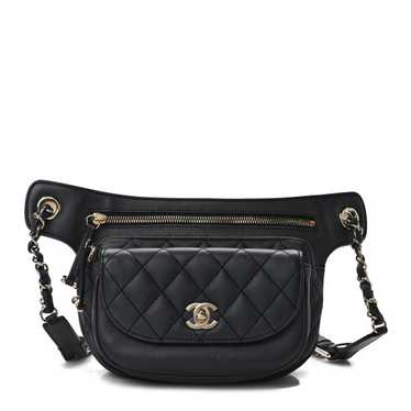 CHANEL Calfskin Quilted Waist Bag Black