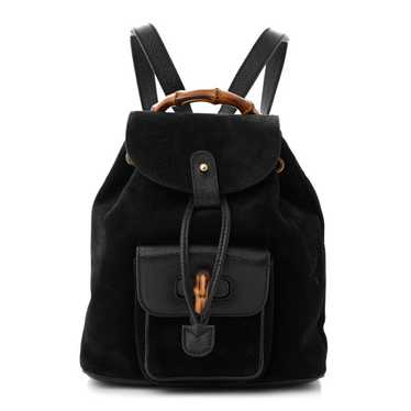 GUCCI Calfskin Suede Bamboo Mini Backpack Black