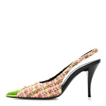 SAINT LAURENT Tweed Cap Toe Vesper Slingback Pump… - image 1