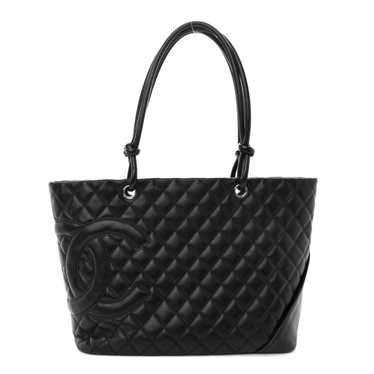 CHANEL Calfskin Quilted Large Cambon Tote Black