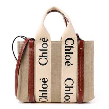 CHLOE Cotton Calfskin Small Woody Ribbon Tote With