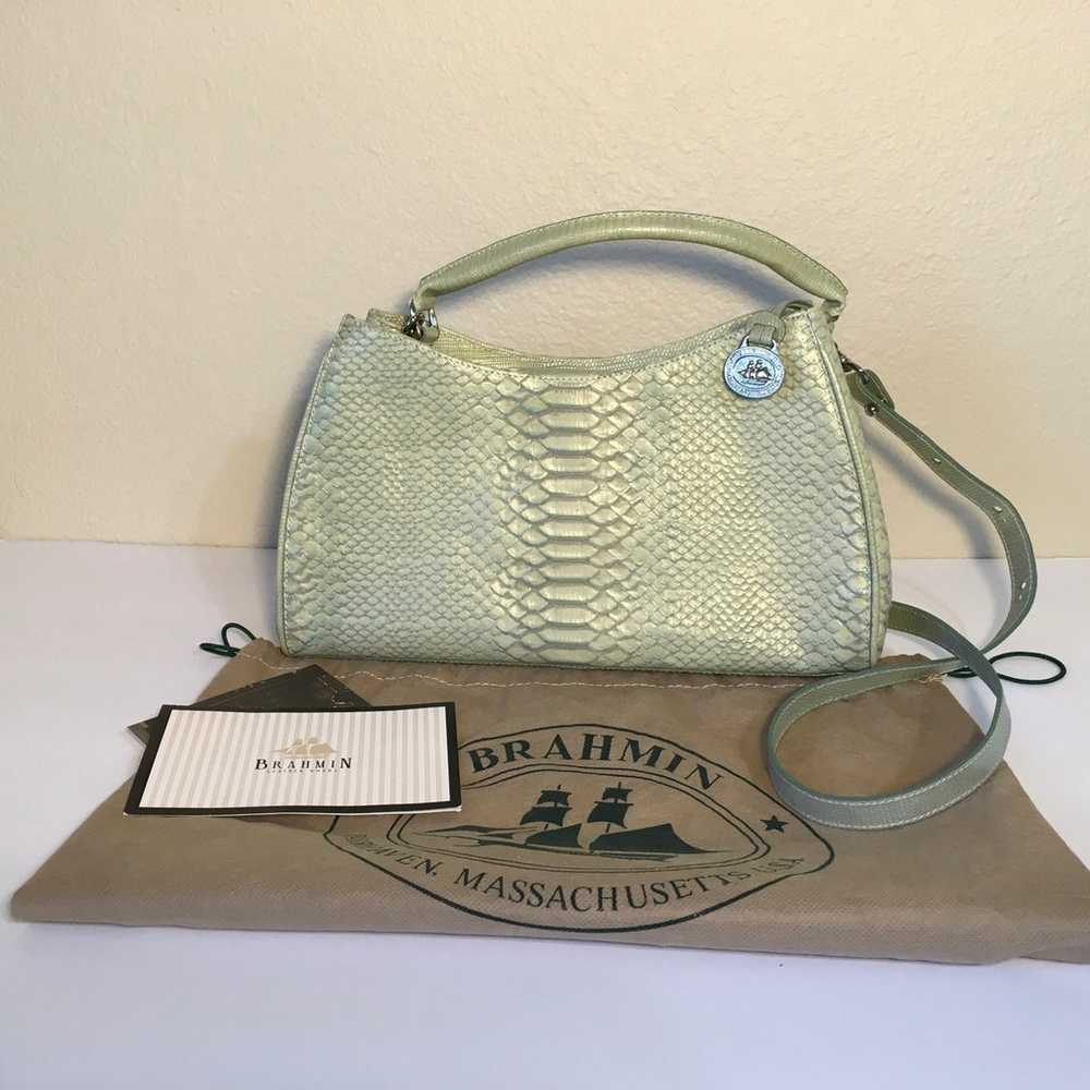 Brahmin Gabriel Teal Sea Isle Vintage Leather Pur… - image 1