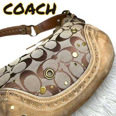 Coach Cowboy Suede Handbag Signature Canvas One S… - image 1