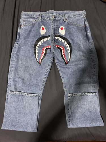 Bape Shark Washed Wide Denim Pants