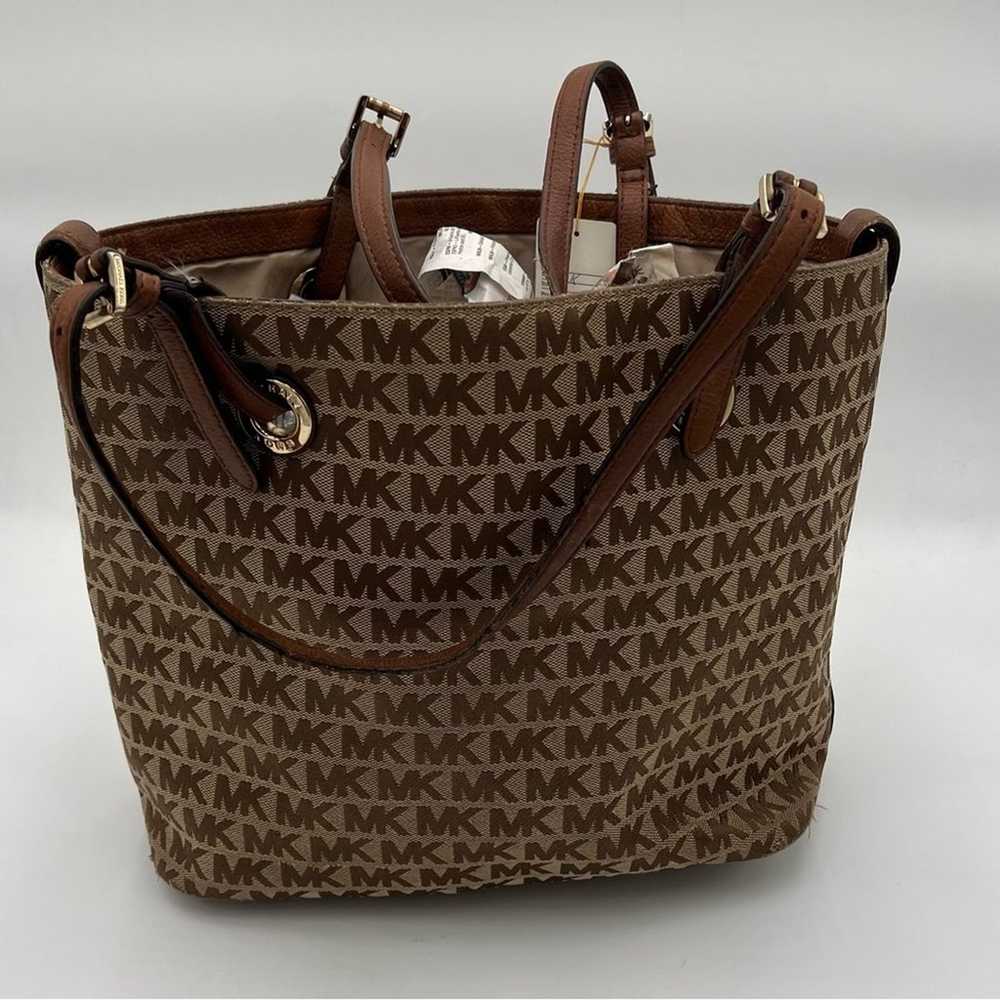 Michael Kors Brown And Tan Monogram Tote Purse - image 1