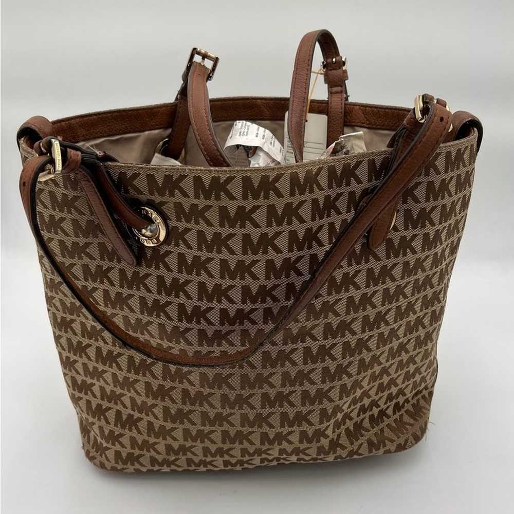 Michael Kors Brown And Tan Monogram Tote Purse - image 2