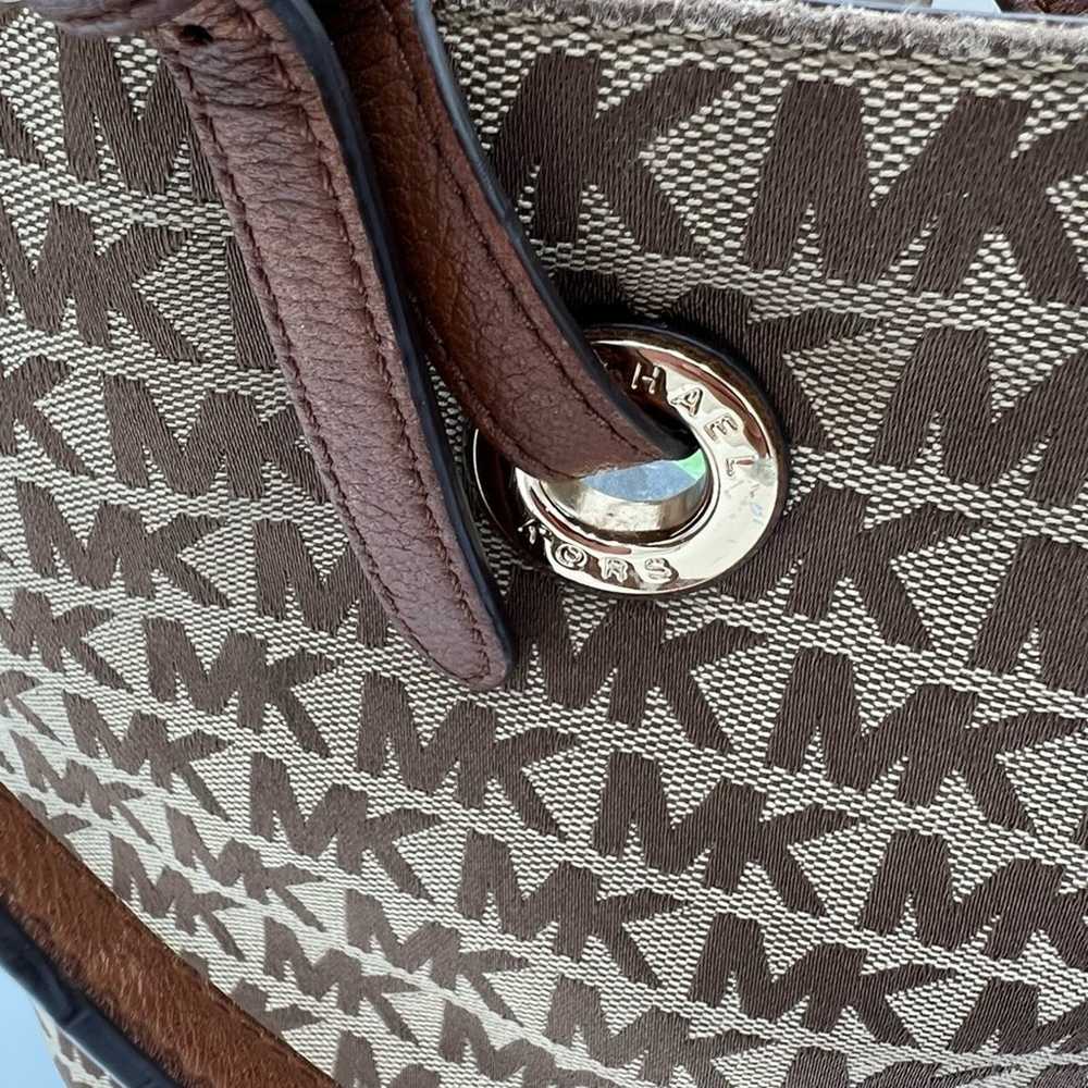 Michael Kors Brown And Tan Monogram Tote Purse - image 3