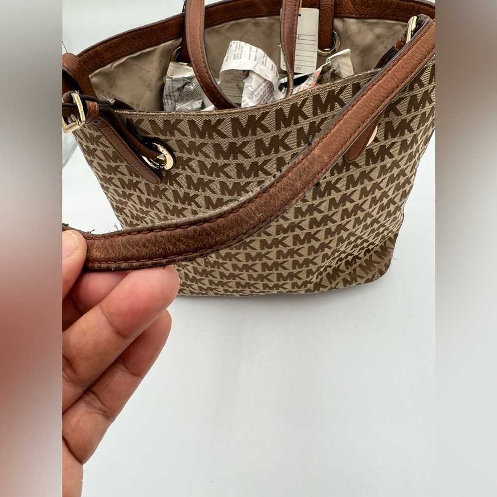 Michael Kors Brown And Tan Monogram Tote Purse - image 4