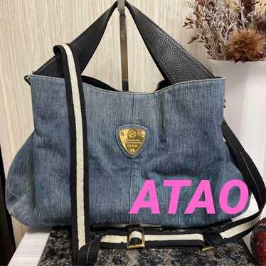 Atao Elvi Denim Genuine Leather 2way Shoulder Bag 