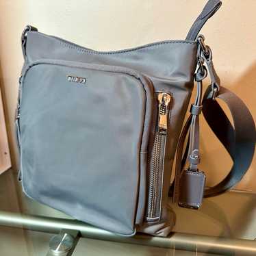 Tumi gray nylon crossbody bag