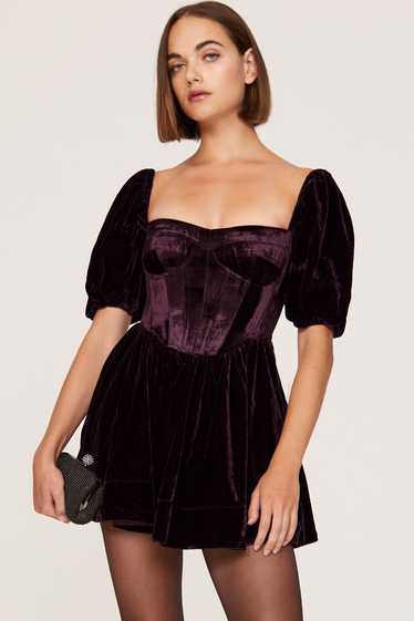 Bardot Velour Corset Mini Dress