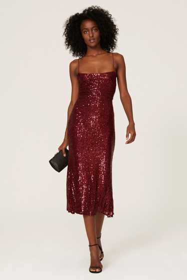 Ieena for Mac Duggal Wine Sequin Tie Back Dress