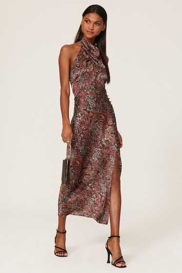 Nicholas Snake Print Halter Dress