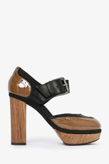 Marni Brown/Black Patent Leather/Leather Platform… - image 1