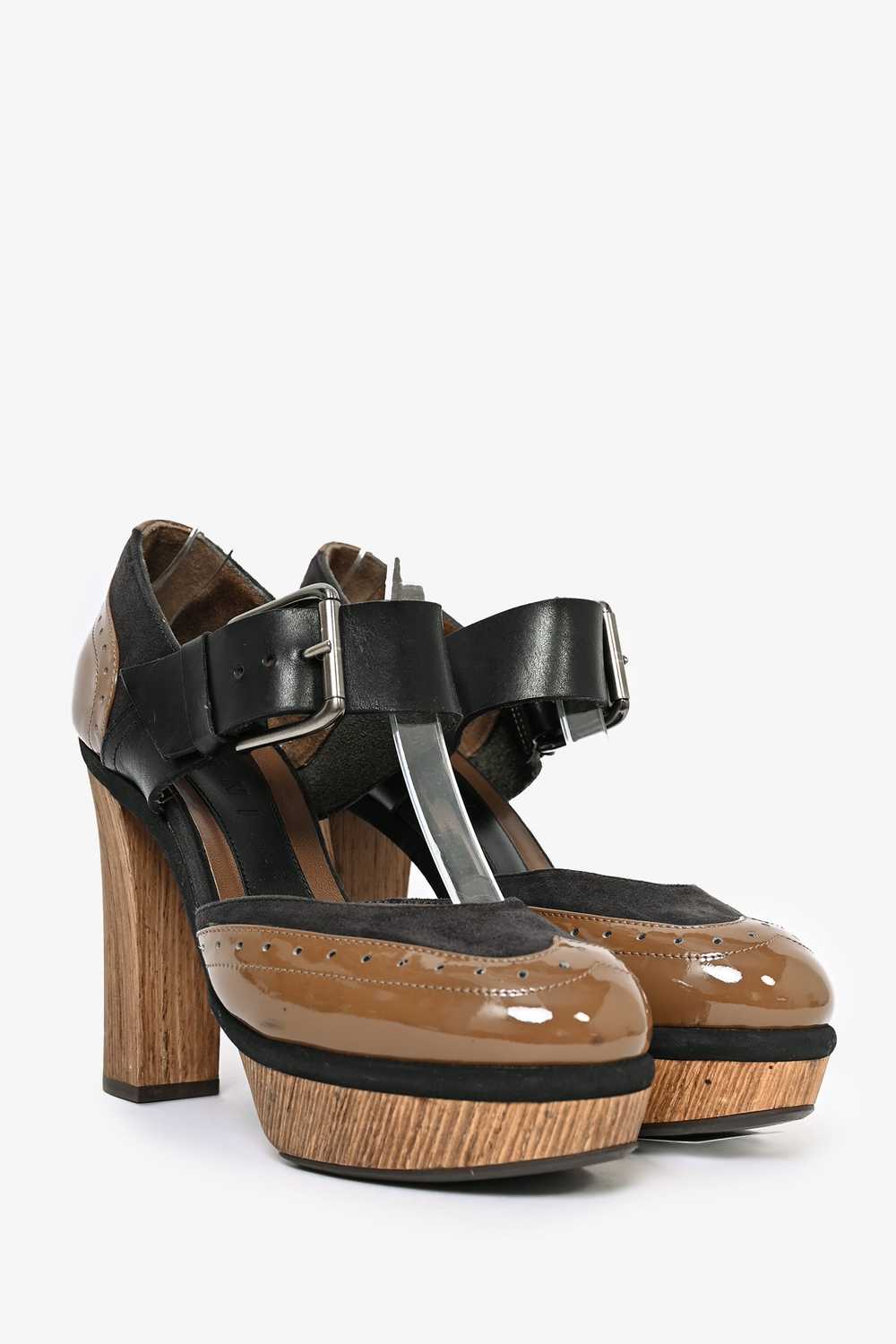 Marni Brown/Black Patent Leather/Leather Platform… - image 2