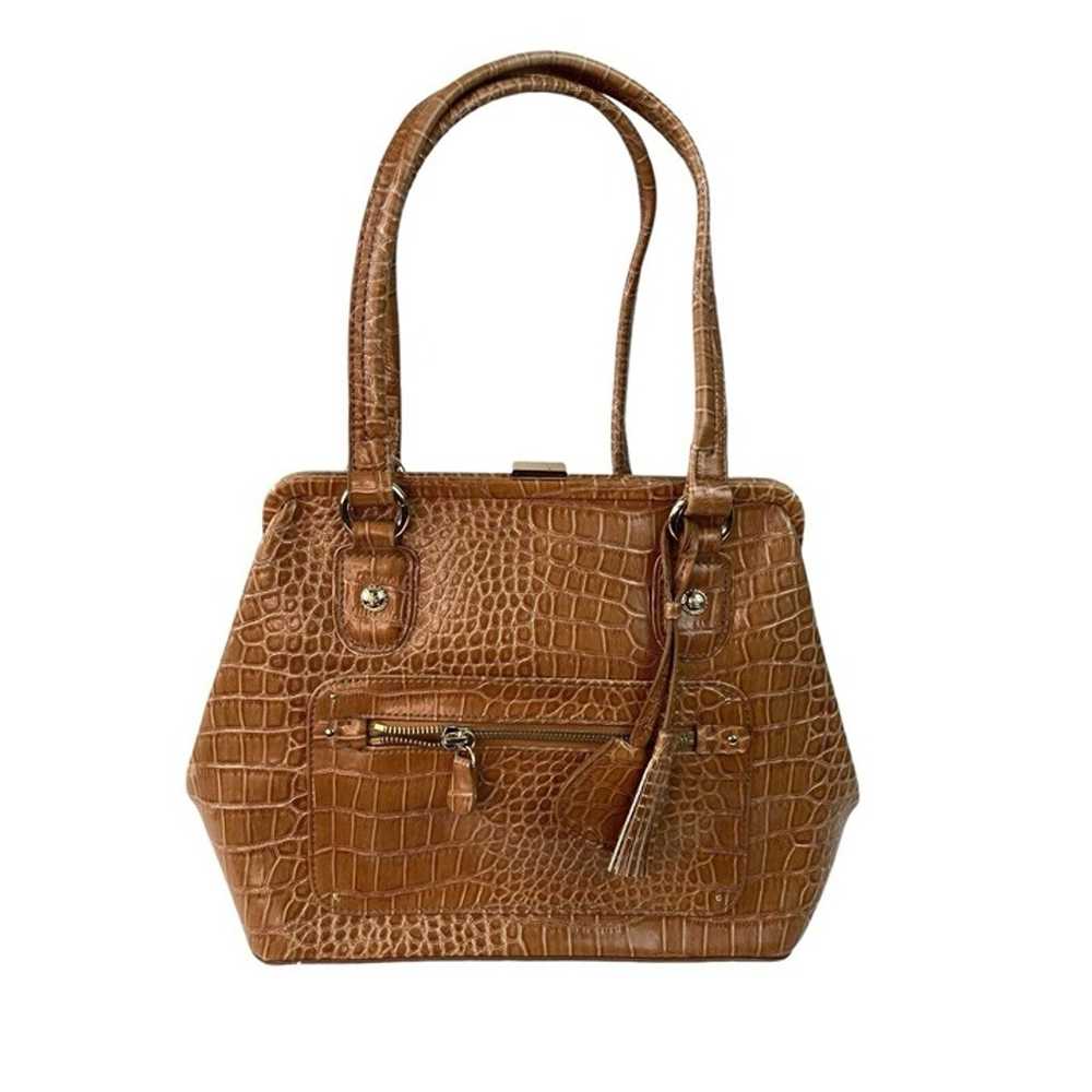 *Liz Claiborne Handbag Purse Tan Faux Leather Cro… - image 1