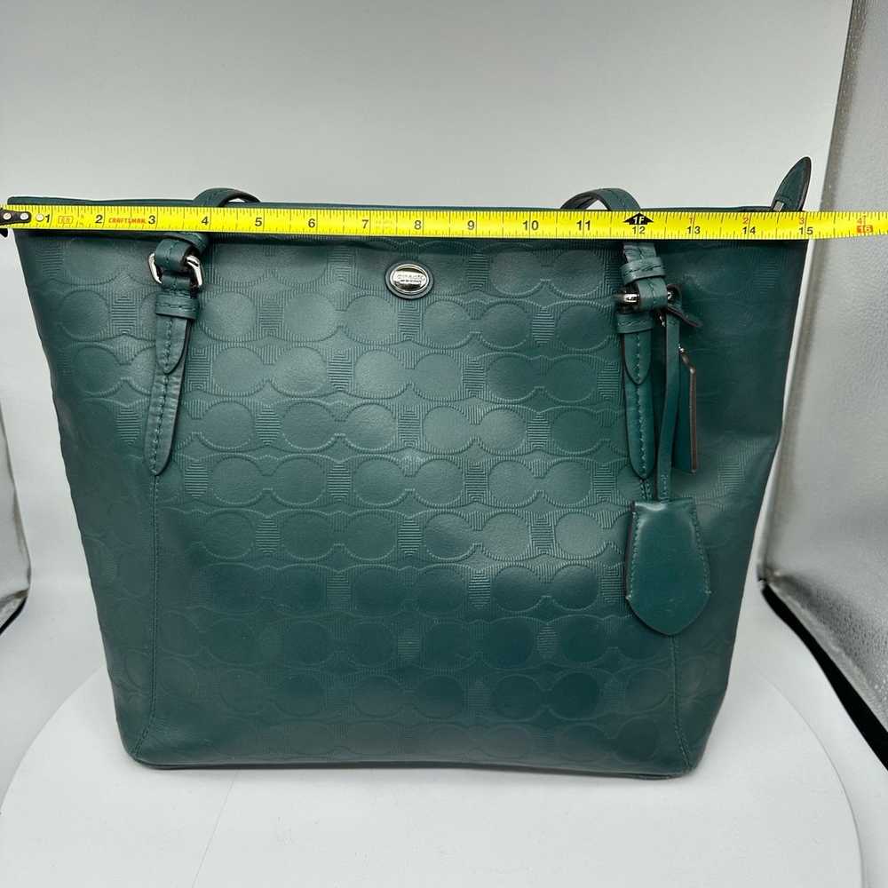 Coach Peyton Signature Hunter Green Embossed Zip … - image 9