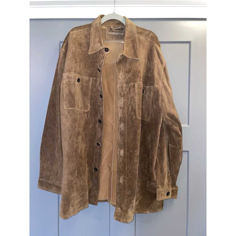 Claiborne VTG Claiborne Soft Suede Leather Shirt … - image 1