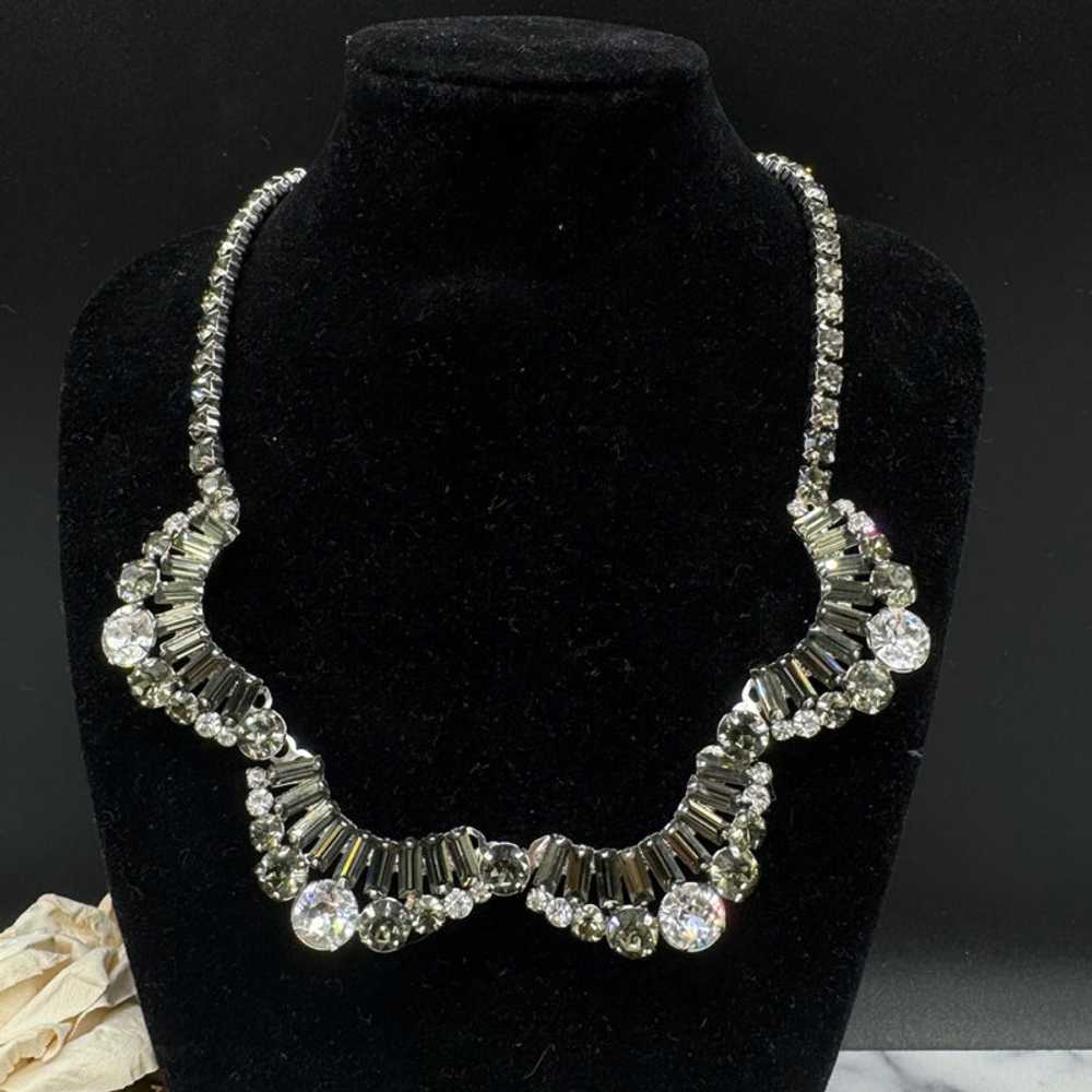 Hattie Carnegie Gray and Clear Rhinestone Necklace - image 1