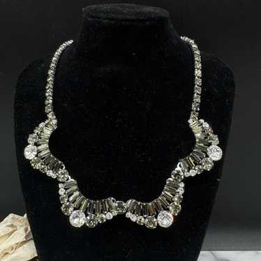 Hattie Carnegie Gray and Clear Rhinestone Necklace