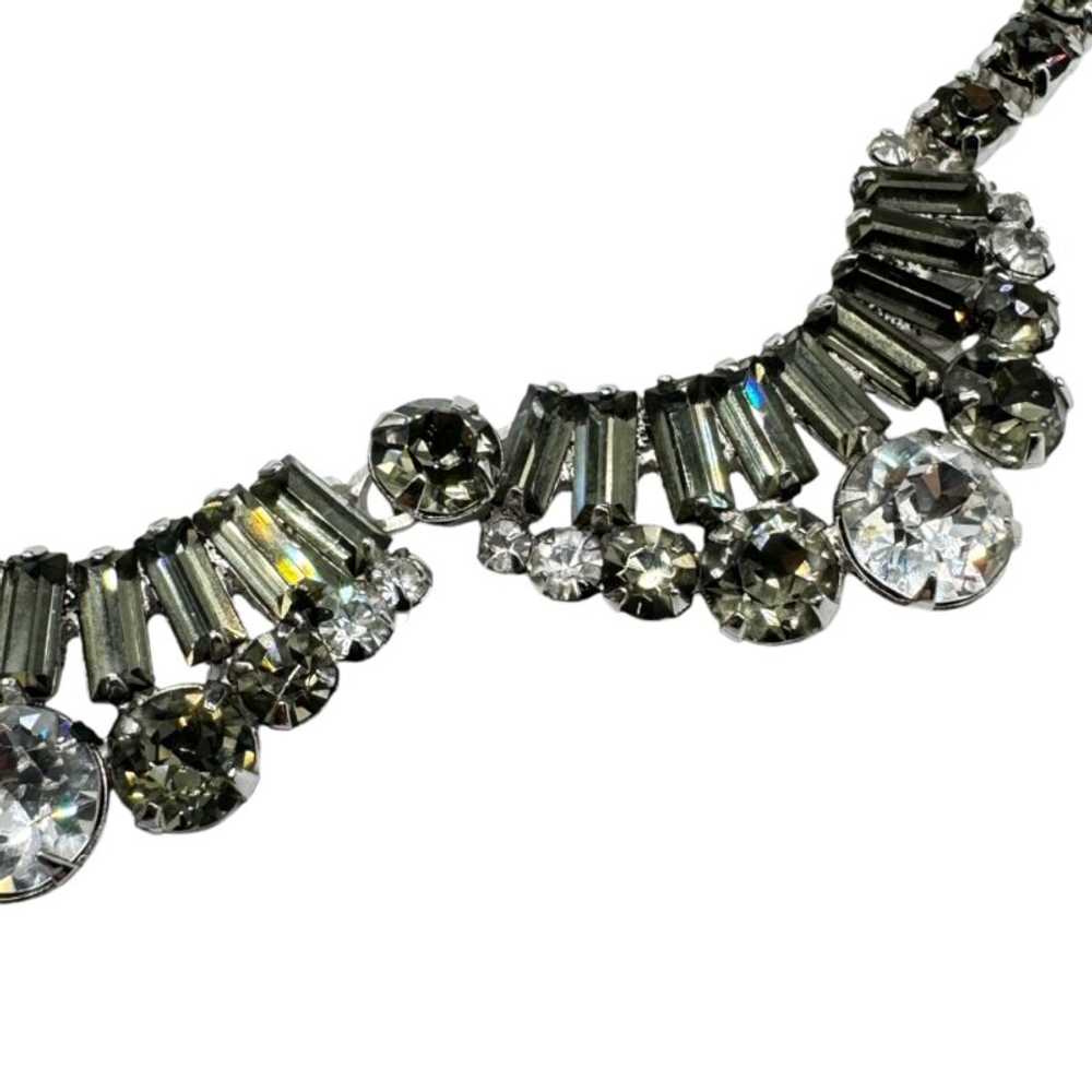 Hattie Carnegie Gray and Clear Rhinestone Necklace - image 6