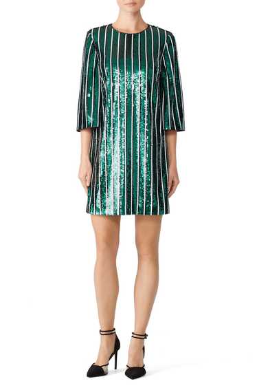 Badgley Mischka Green Stripe Sequin Sheath