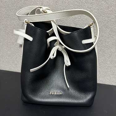 FURLA Bucket Bag Black/White Leather