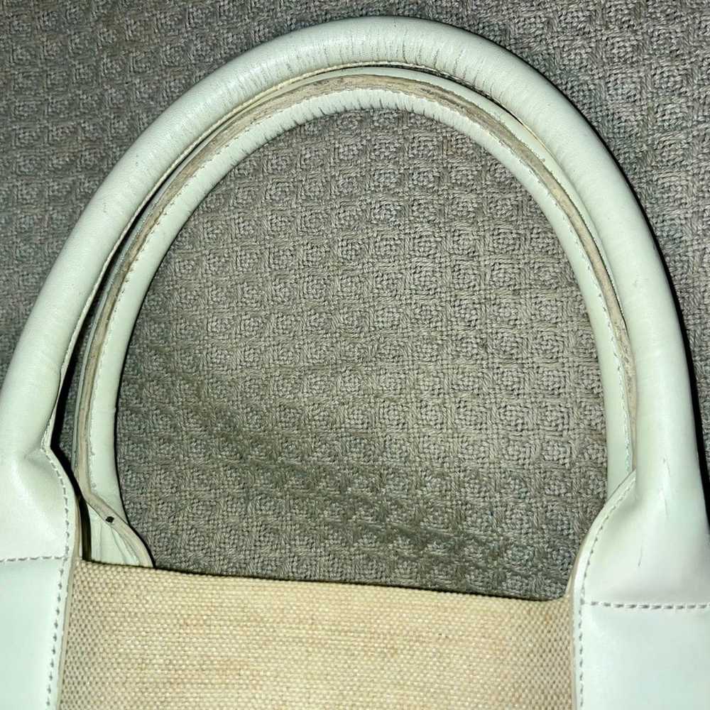 TORY BURCH Canvas Leather Trim Tote ELLA Bag Beig… - image 10