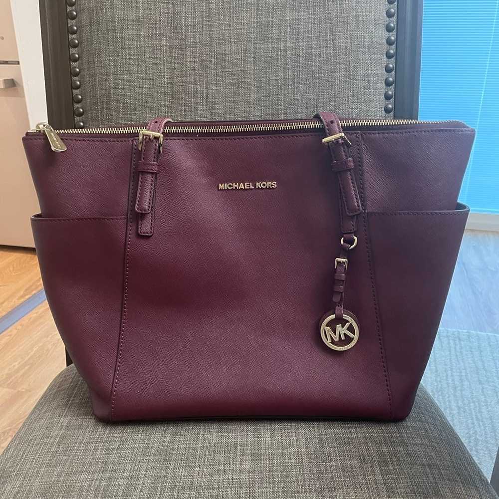 Michael Kors Charlotte Burgundy Tote - image 1