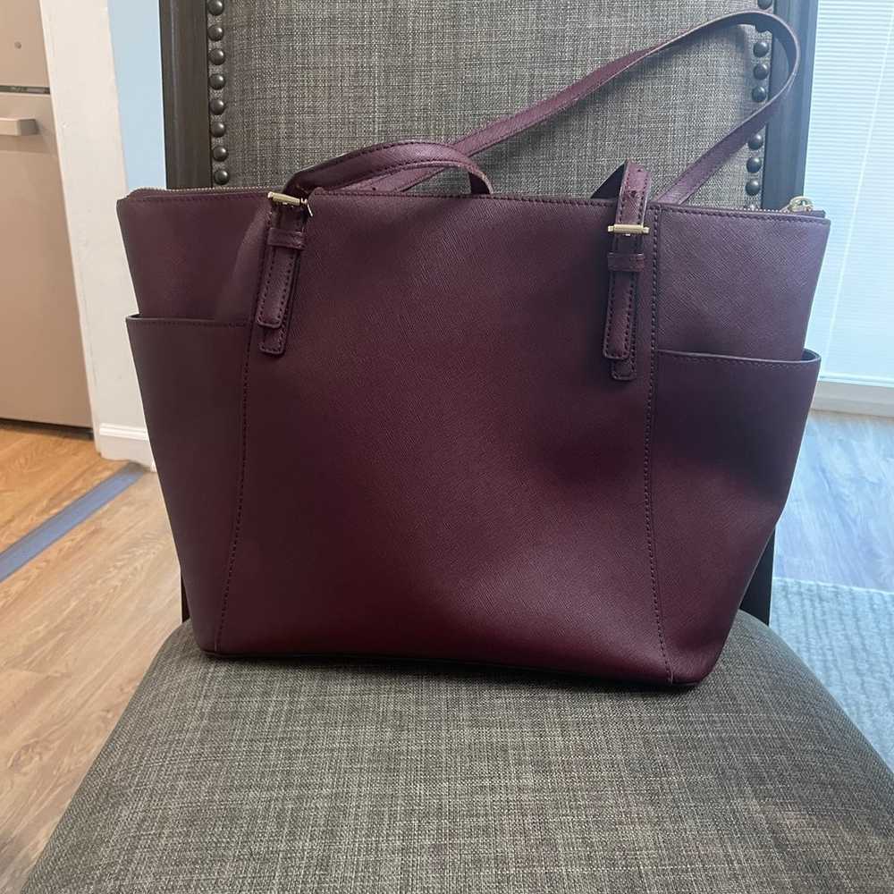 Michael Kors Charlotte Burgundy Tote - image 2