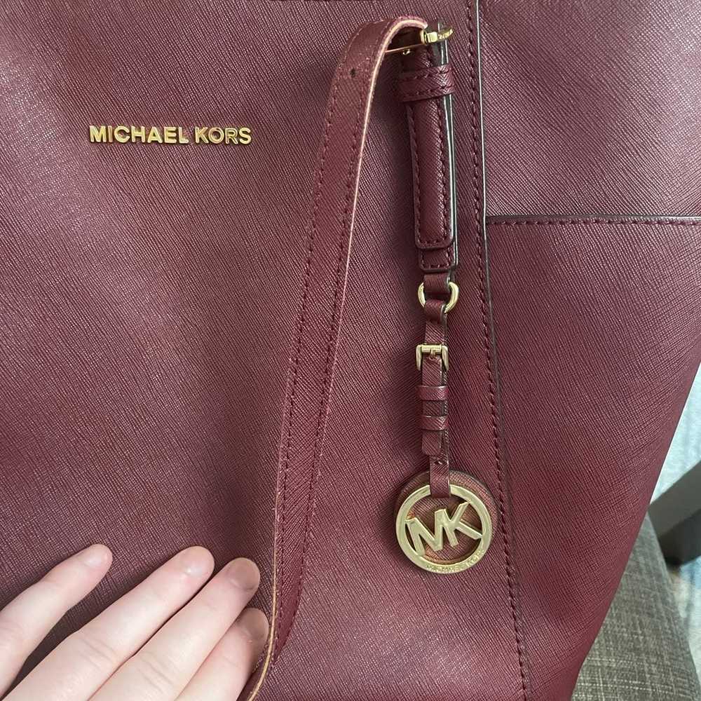 Michael Kors Charlotte Burgundy Tote - image 6