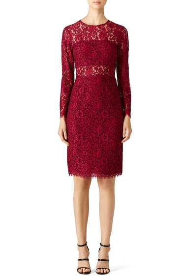 Shoshanna Garnet Illusion Lace Sheath