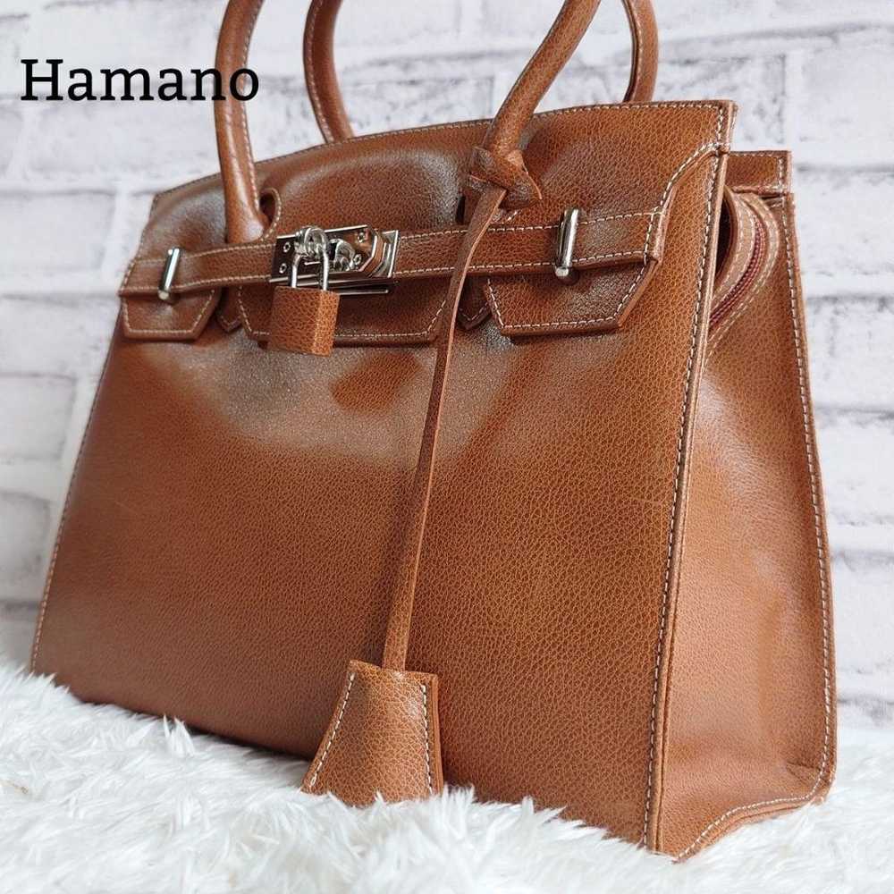 Hamano Handbag Padlock Turn Lock Tea Leather Ladi… - image 1