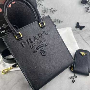 PRADA shoulder bag with box, black color.