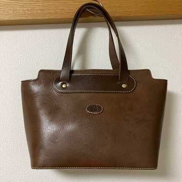 Brown leather tote bag