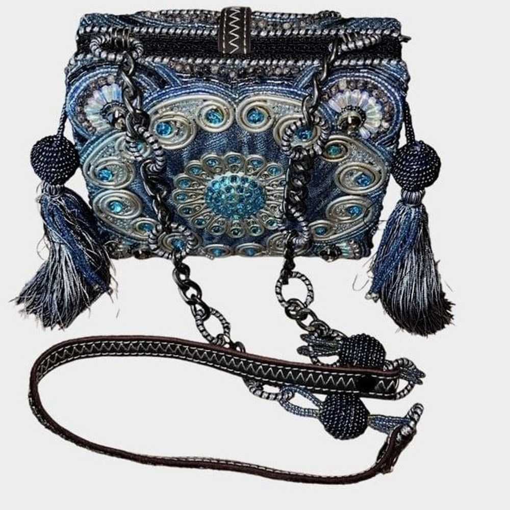 Mary Frances Womens Metallic Beaded Tassel Purse … - image 1